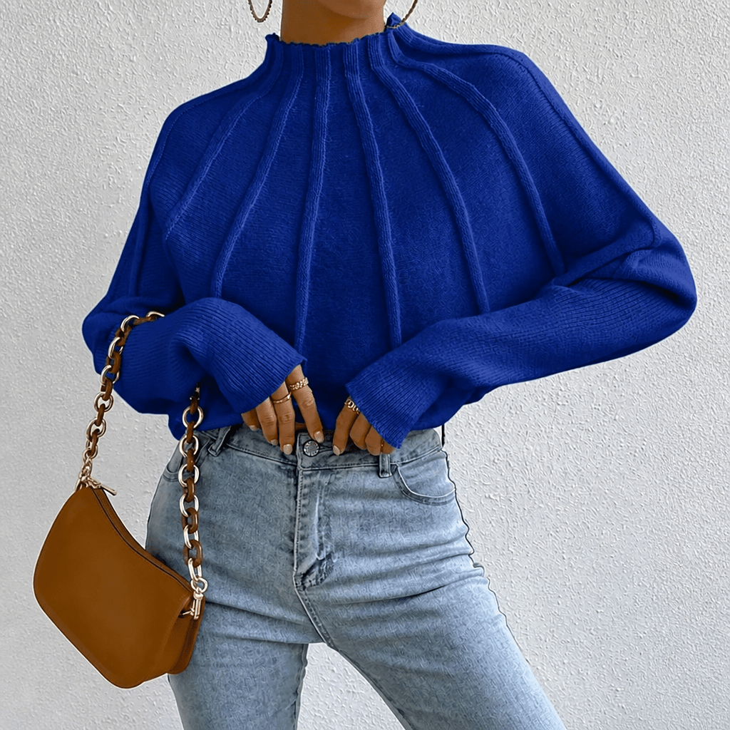 Dames Strickpullover met Stehkragen en Fledermausärmeln uit zachte Grobstrick Stijl 7