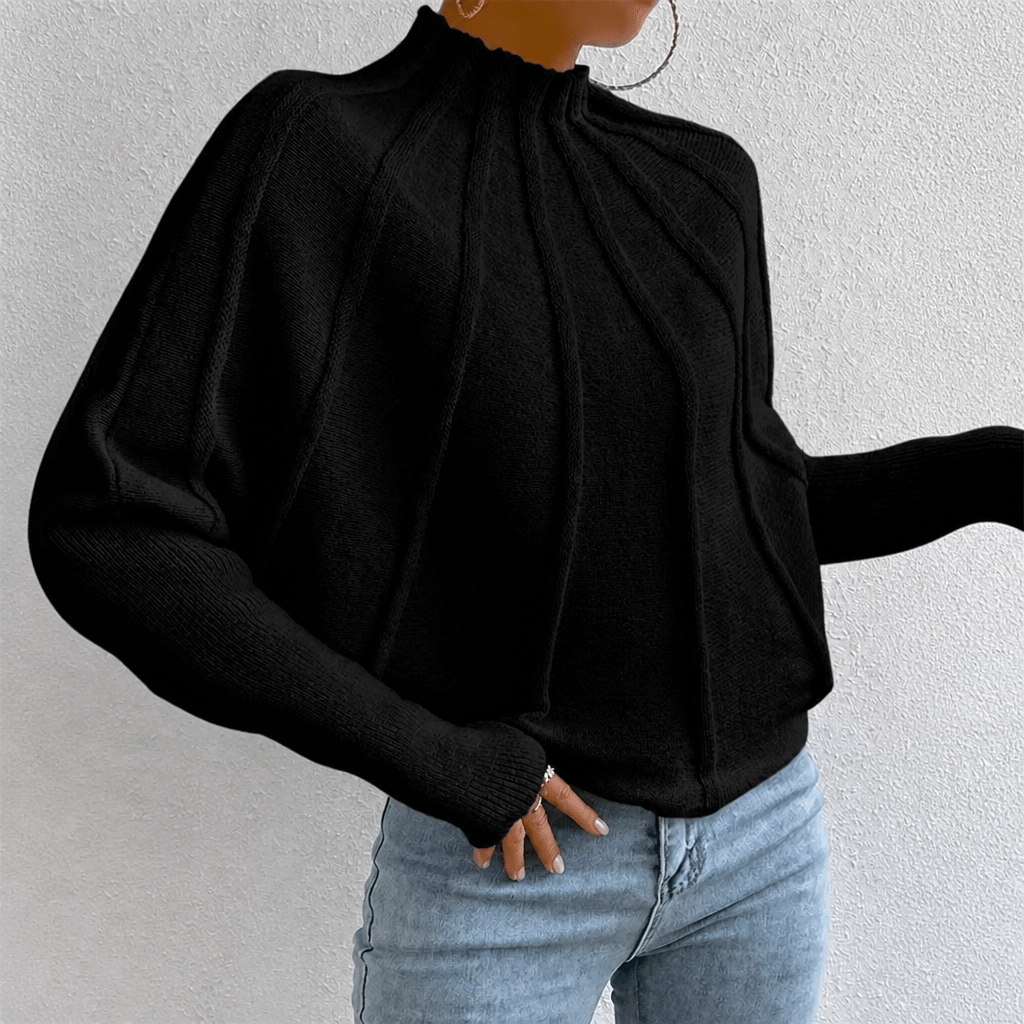 Dames Strickpullover met Stehkragen en Fledermausärmeln uit zachte Grobstrick Stijl 8
