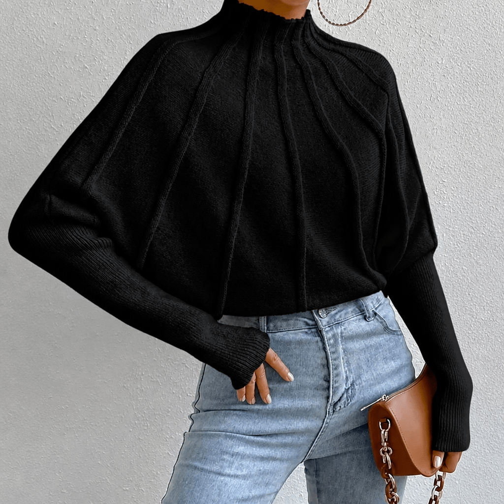 Dames Strickpullover met Stehkragen en Fledermausärmeln uit zachte Grobstrick Stijl 9