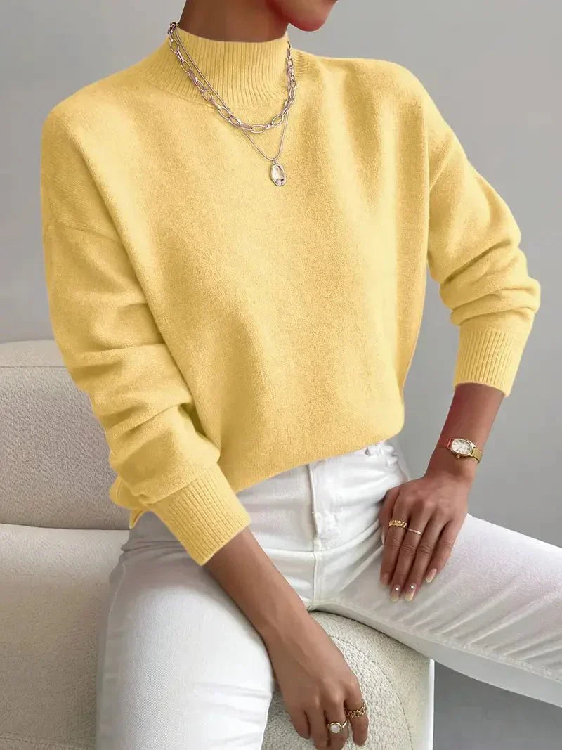 Dames strickpullover met staande kraag in verschillende kleuren. 4