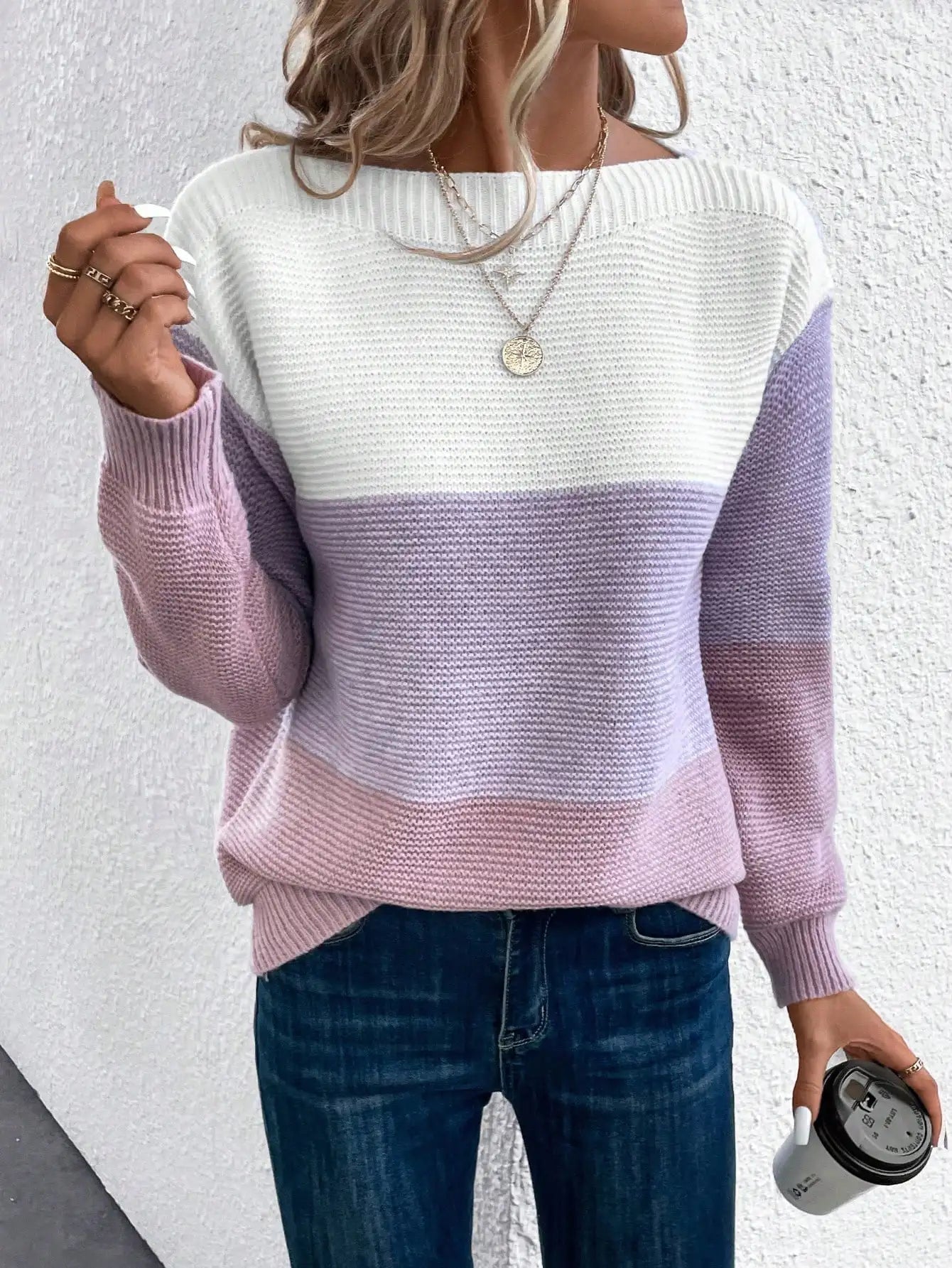 Dames strickpullover met staande kraag in warm breiwerk. 2
