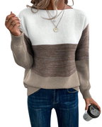 Dames strickpullover met staande kraag in warm breiwerk. 3
