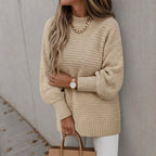 Dames Strickpullover met Stehkragen uit grof Waffelstrick comfortabel warm