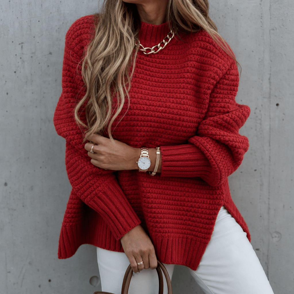 Dames Strickpullover met Stehkragen uit grof Waffelstrick comfortabel warm 3
