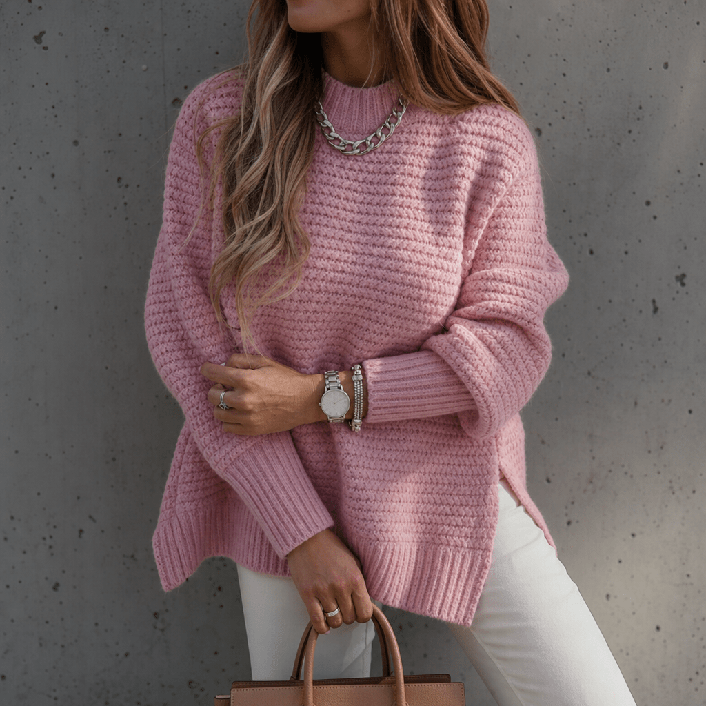Dames Strickpullover met Stehkragen uit grof Waffelstrick comfortabel warm 5
