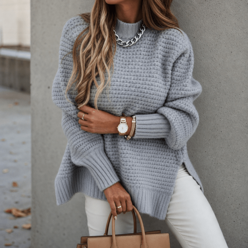 Dames Strickpullover met Stehkragen uit grof Waffelstrick comfortabel warm 6