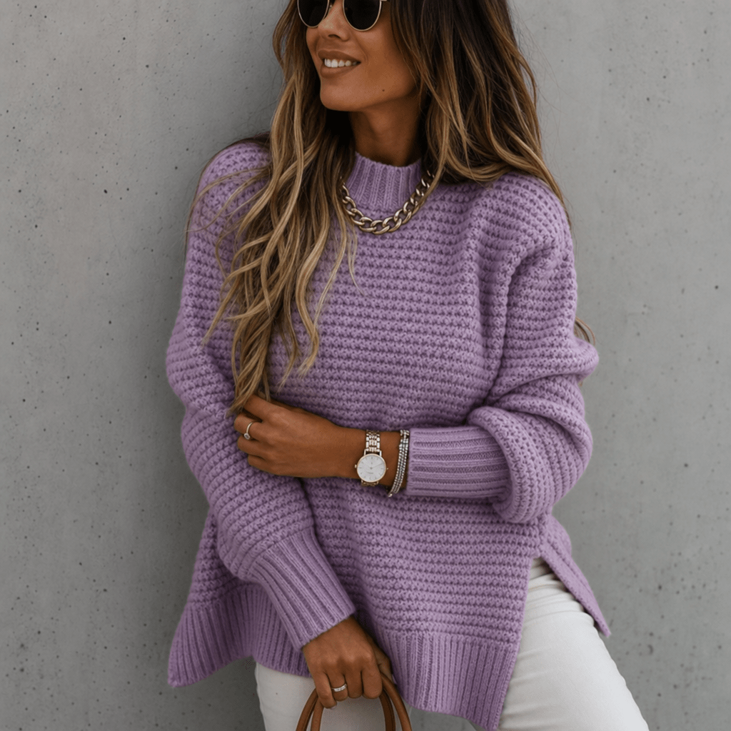 Dames Strickpullover met Stehkragen uit grof Waffelstrick comfortabel warm 7