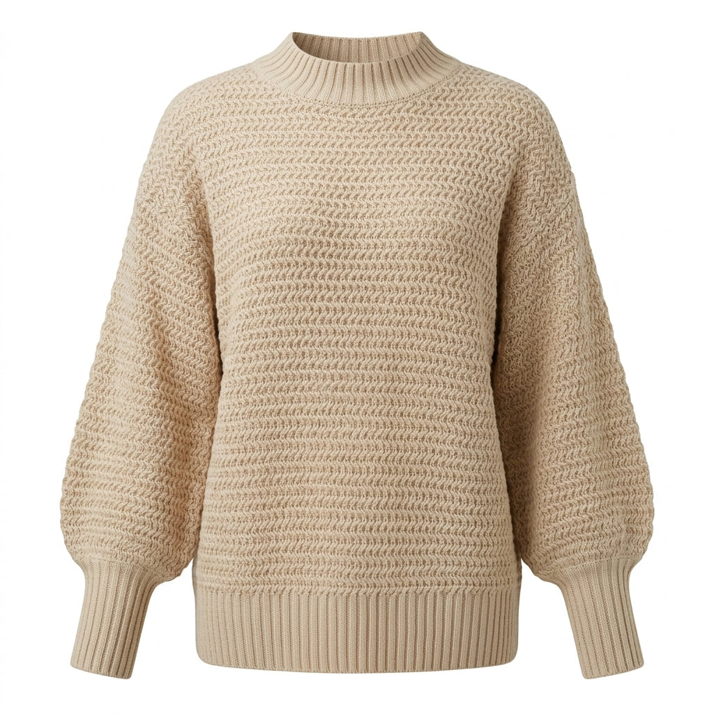 Dames Strickpullover met Stehkragen uit grof Waffelstrick comfortabel warm 8