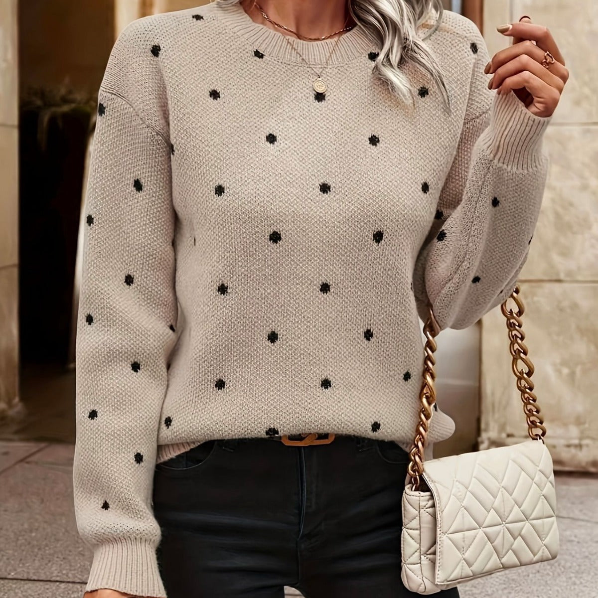 Dames Strickpullover met Tupfenmuster Jully in elegant design. 3