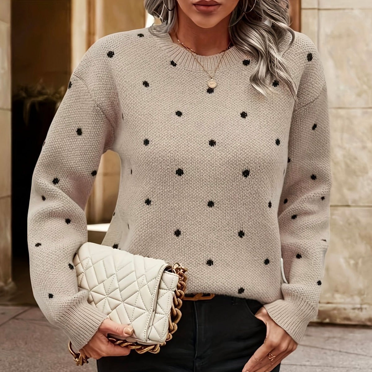 Dames Strickpullover met Tupfenmuster Jully in elegant design. 4