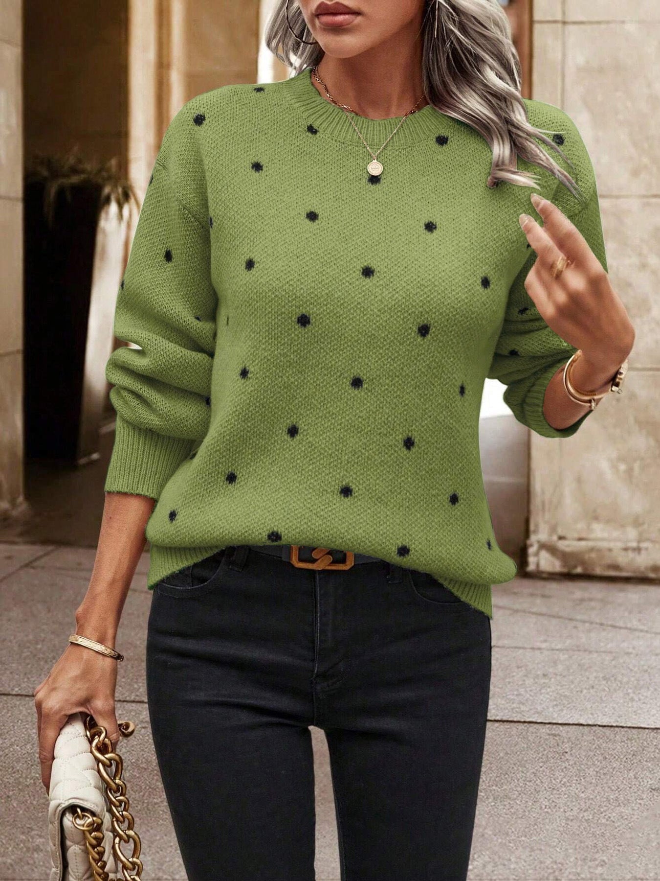 Dames Strickpullover met Tupfenmuster Jully in elegant design. 8