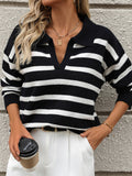 Dames strickpullover met V-ausschnitt in zwart, comfortabel en stijlvol.