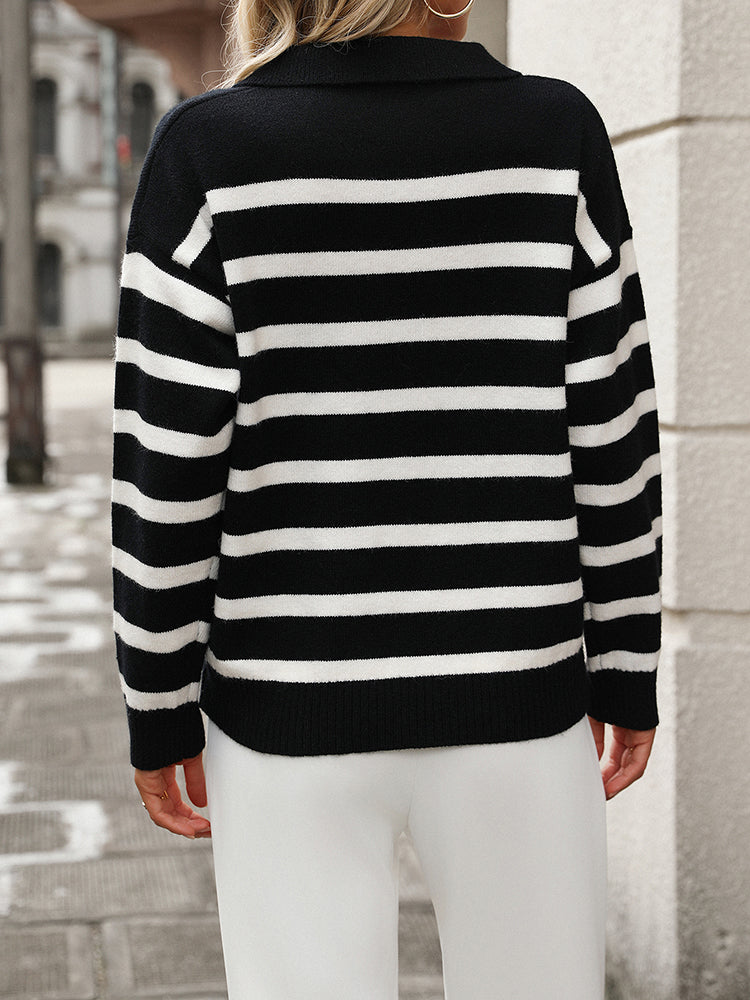 Dames strickpullover met V-ausschnitt in zwart, comfortabel en stijlvol. 2