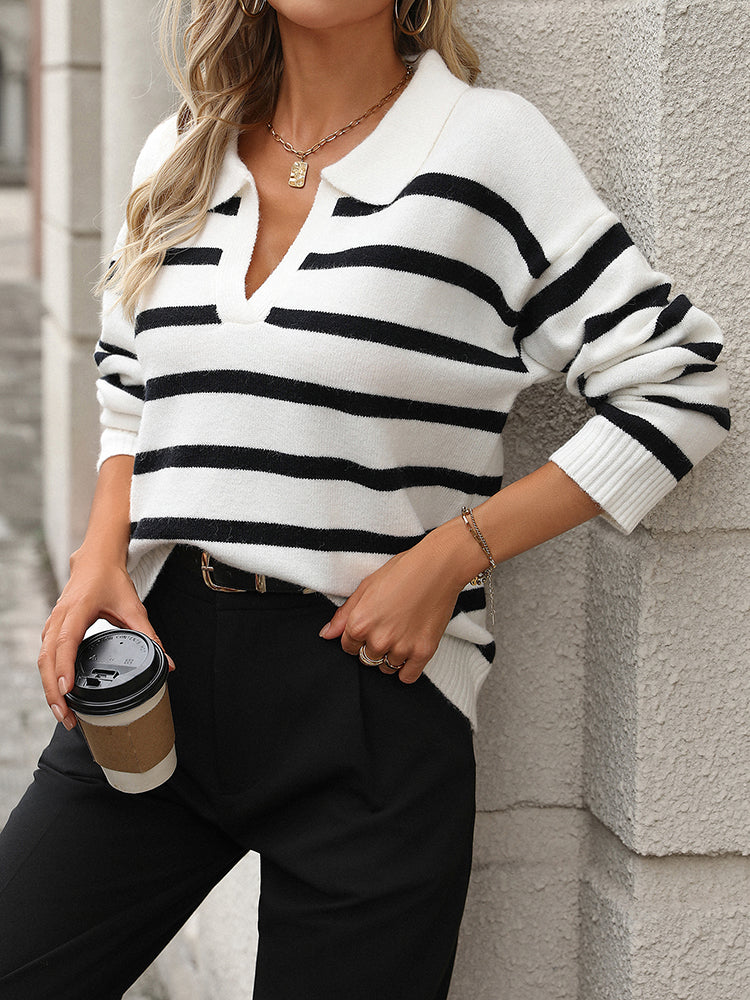 Dames strickpullover met V-ausschnitt in zwart, comfortabel en stijlvol. 4