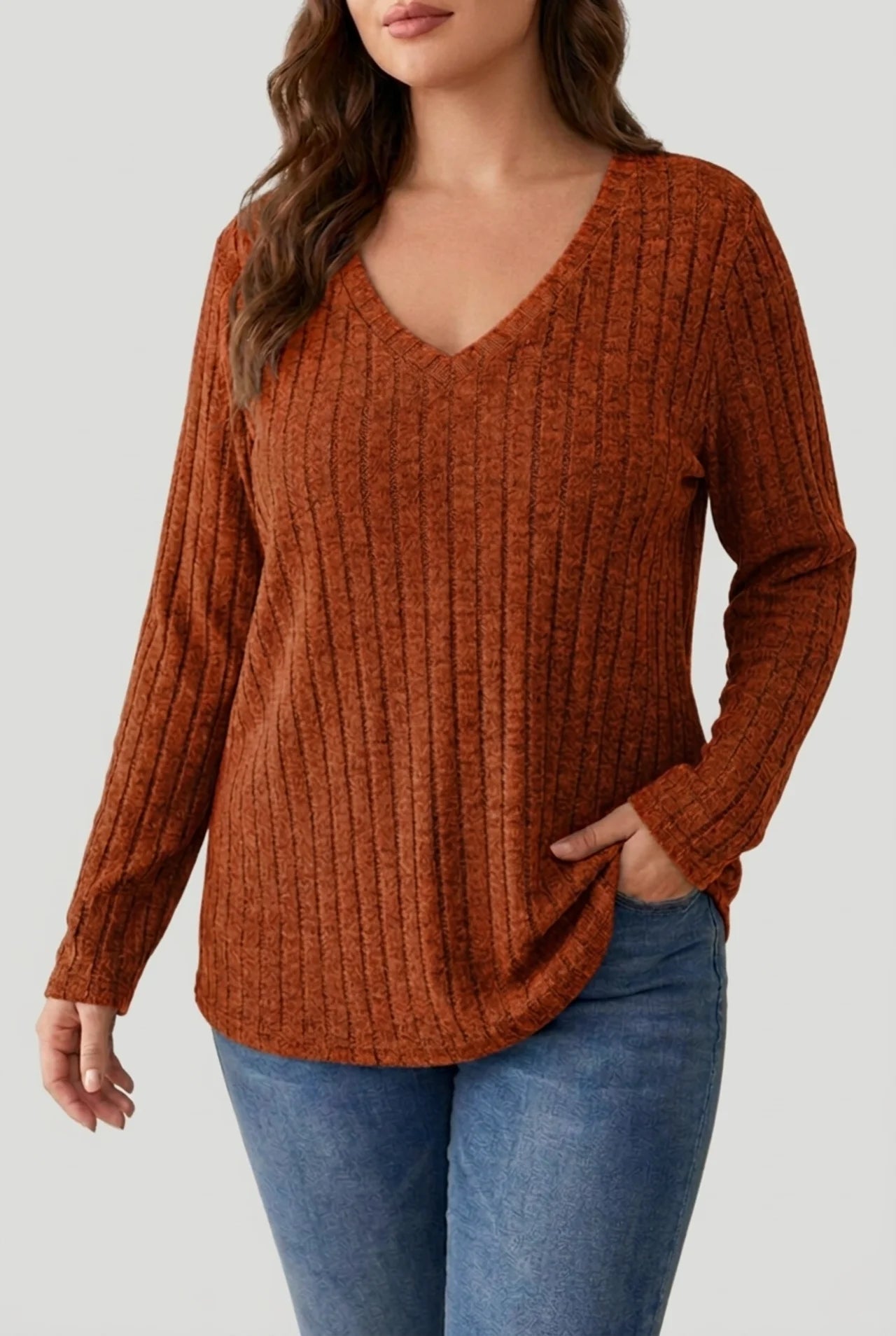 Comfortabele dames strickpullover met V-ausschnitt voor warme herfstdagen. 7