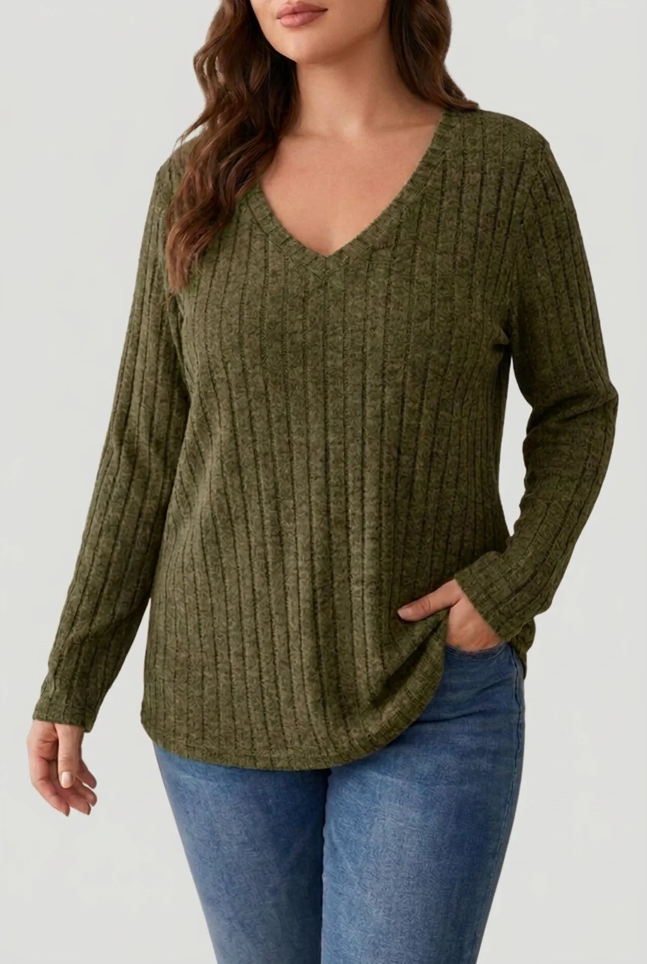Comfortabele dames strickpullover met V-ausschnitt voor warme herfstdagen. 9
