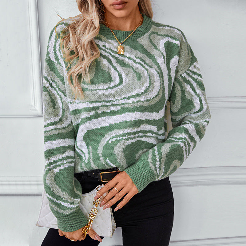 Dames Strickpullover met Wellenmuster Jully in blauw en groen 2