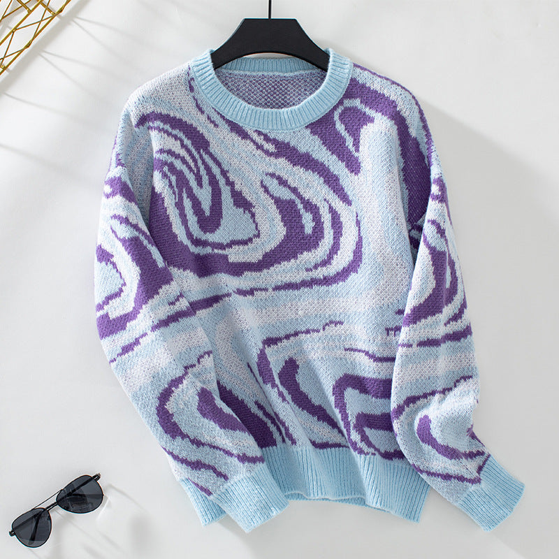 Dames Strickpullover met Wellenmuster Jully in blauw en groen 3