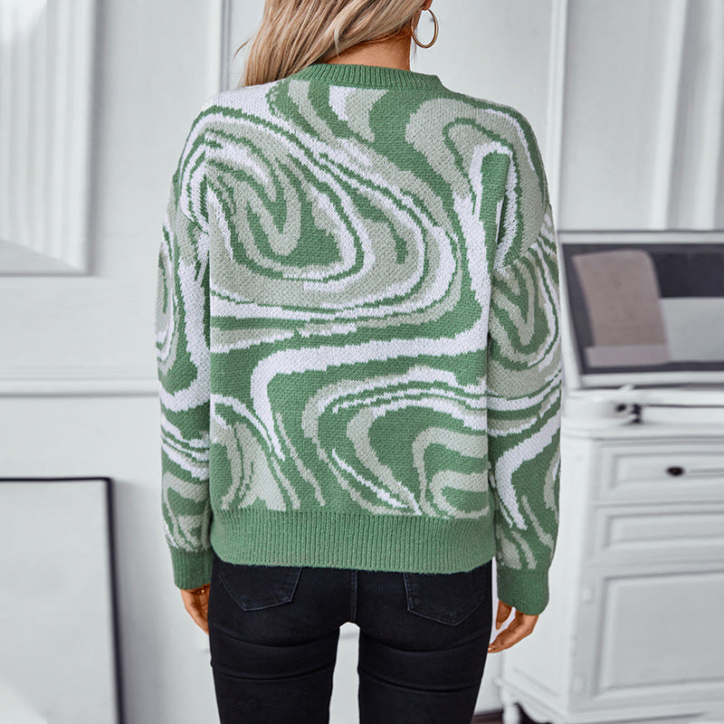 Dames Strickpullover met Wellenmuster Jully in blauw en groen 4