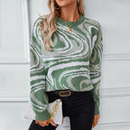 Dames Strickpullover met Wellenmuster Jully in blauw en groen 5