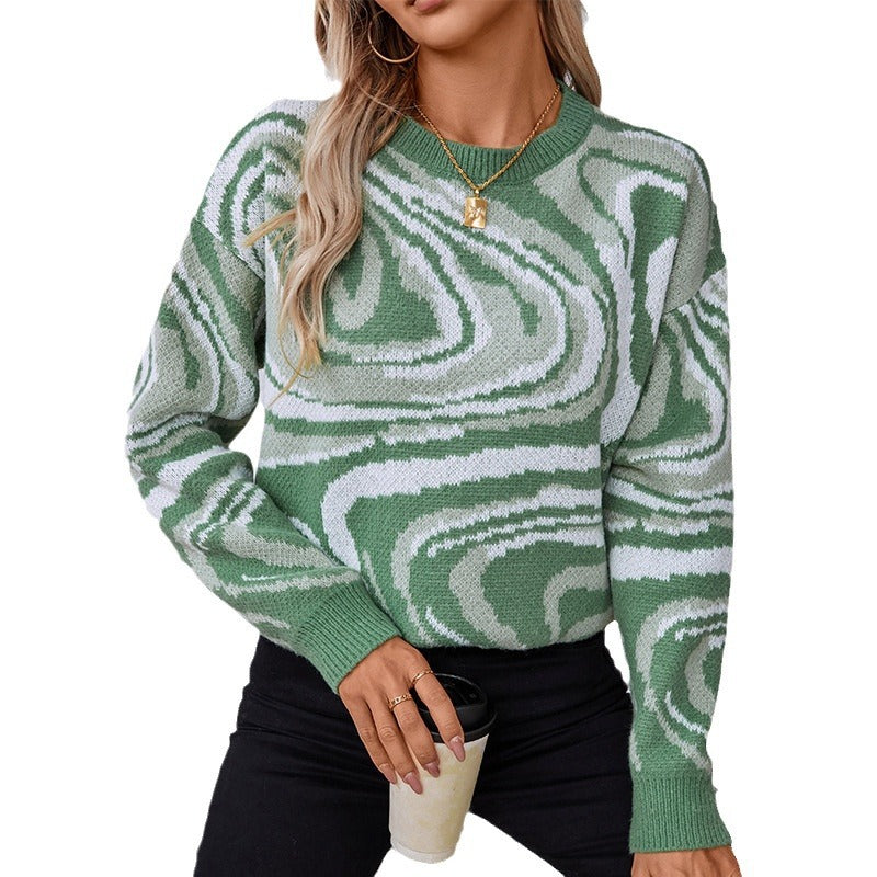 Dames Strickpullover met Wellenmuster Jully in blauw en groen 6