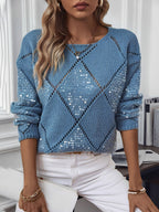 Elegante dames strickpullover met rautenmuster, perfect voor elke gelegenheid.