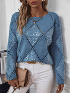 Elegante dames strickpullover met rautenmuster, perfect voor elke gelegenheid. 2