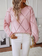 Elegante dames strickpullover met rautenmuster, perfect voor elke gelegenheid. 6