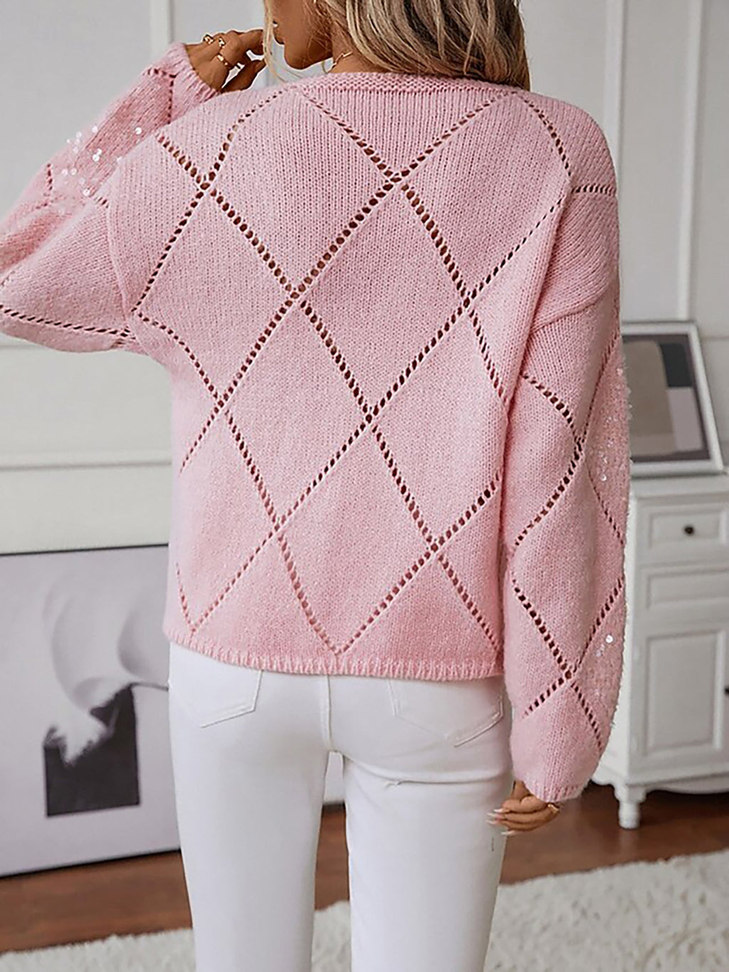 Elegante dames strickpullover met rautenmuster, perfect voor elke gelegenheid. 7