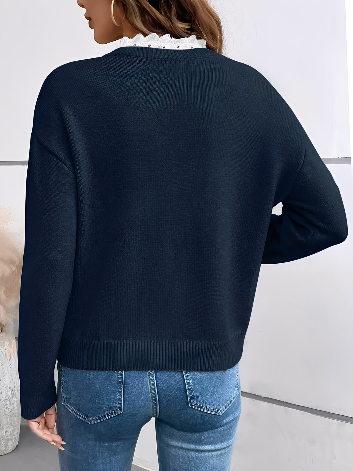 Dames strickpullover met V-ausschnitt in elegante stijl 2