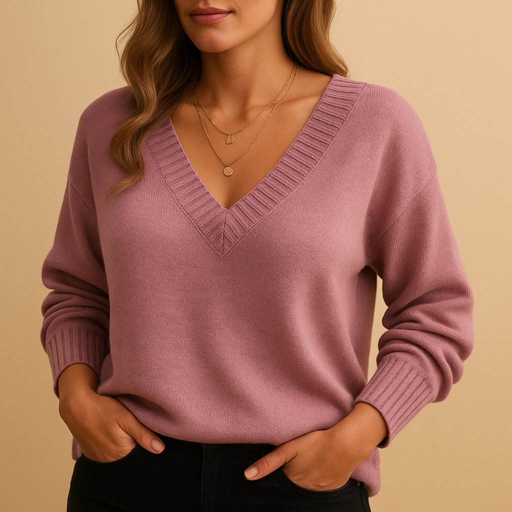 Dames strickpullover met V-Ausschnitt in elegante stijl. 3
