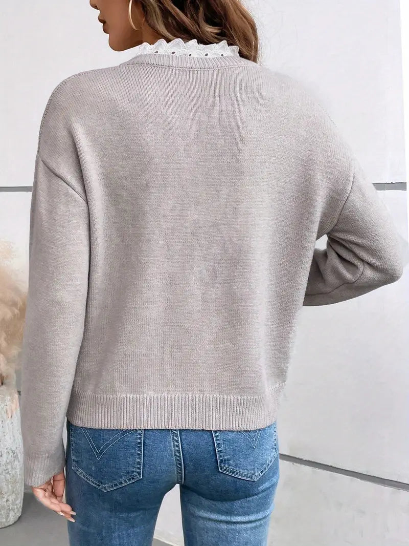 Dames strickpullover met V-ausschnitt in elegante stijl 4