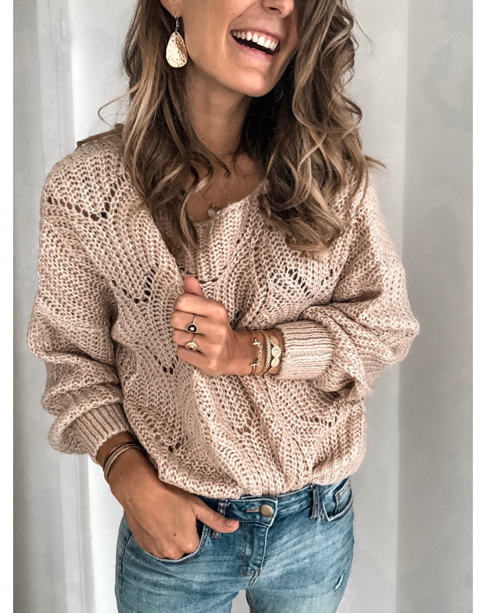 Dames Strickpullover Oversize met Zopfmuster in lichtgewicht ontwerp. 5