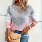 Dames strickpullover in grijs met losse pasvorm, elegante stijl.