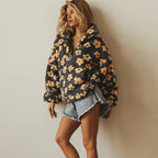 Dames Teddy-Fleecejacke met bloemenpatroon, comfortabel en stijlvol. 2