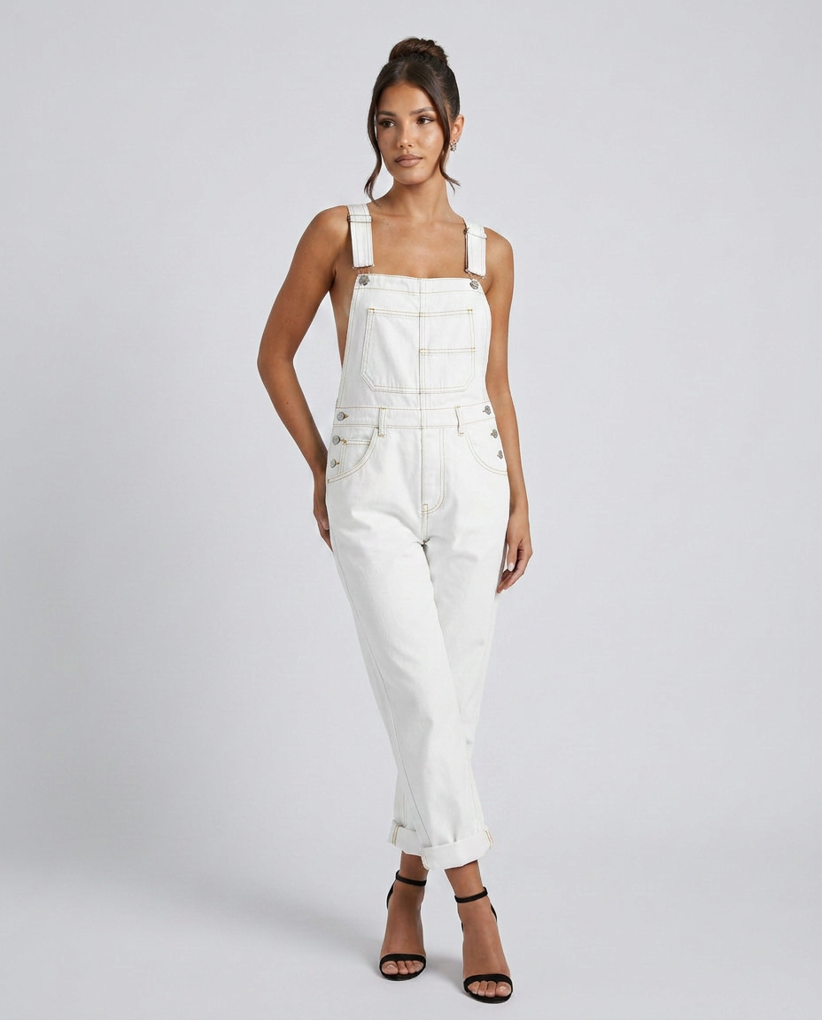 Stijlvolle denim jumpsuit met verstelbare bandjes voor vrouwen. 10