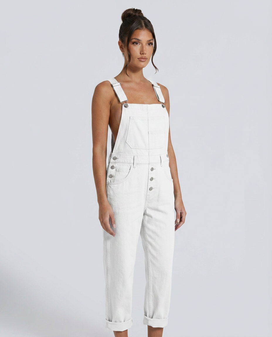 Stijlvolle denim jumpsuit met verstelbare bandjes voor vrouwen. 11