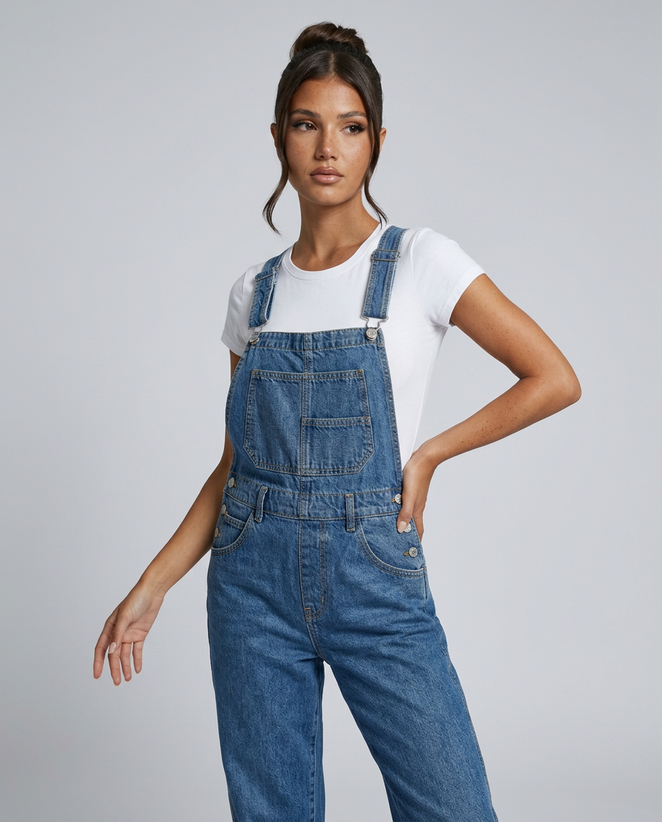 Stijlvolle denim jumpsuit met verstelbare bandjes voor vrouwen. 3