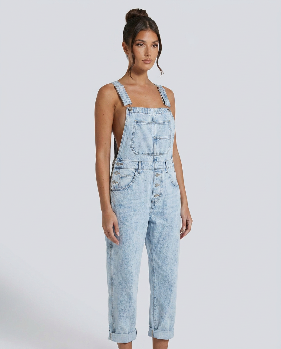 Stijlvolle denim jumpsuit met verstelbare bandjes voor vrouwen. 5