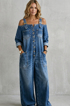 Off-shoulder wijde-pijpen overalls voor dames in casual stijl.