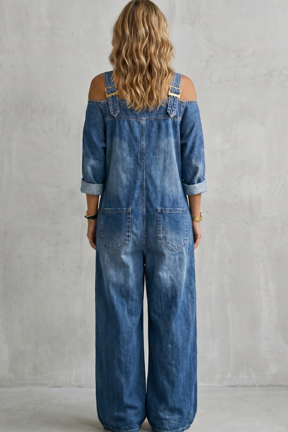 Off-shoulder wijde-pijpen overalls voor dames in casual stijl. 2