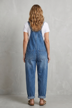Denovia vintage-wash wijde-pijp denim overalls voor dames. 2