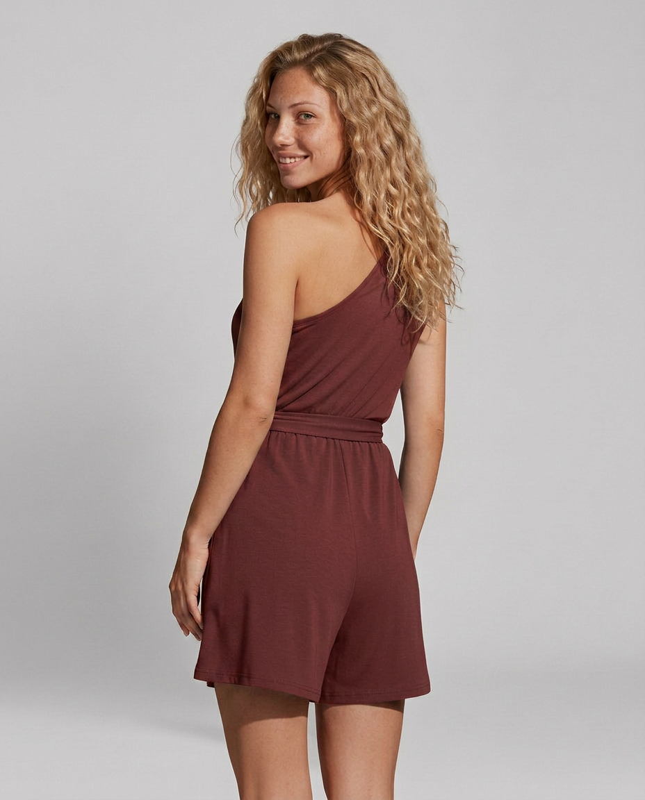 Stijlvolle één-schouder jumpsuit met zijzakken voor vrouwen. 10