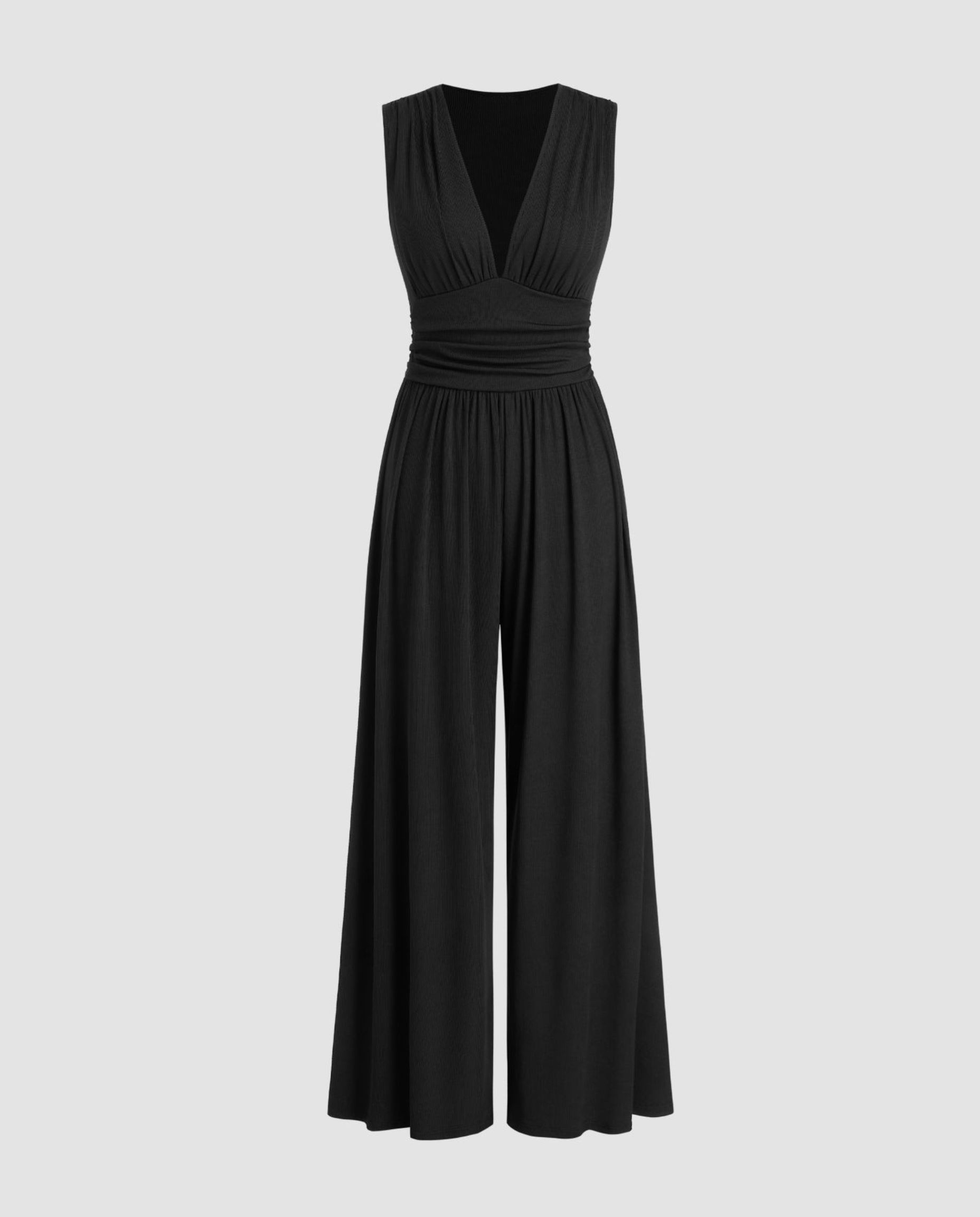 Eleanor jumpsuit met V-hals en wijde pijpen in verschillende kleuren. 12
