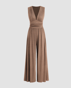 Eleanor jumpsuit met V-hals en wijde pijpen in verschillende kleuren. 24