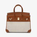 Handtas met canvas en leren details in verschillende kleuren 13