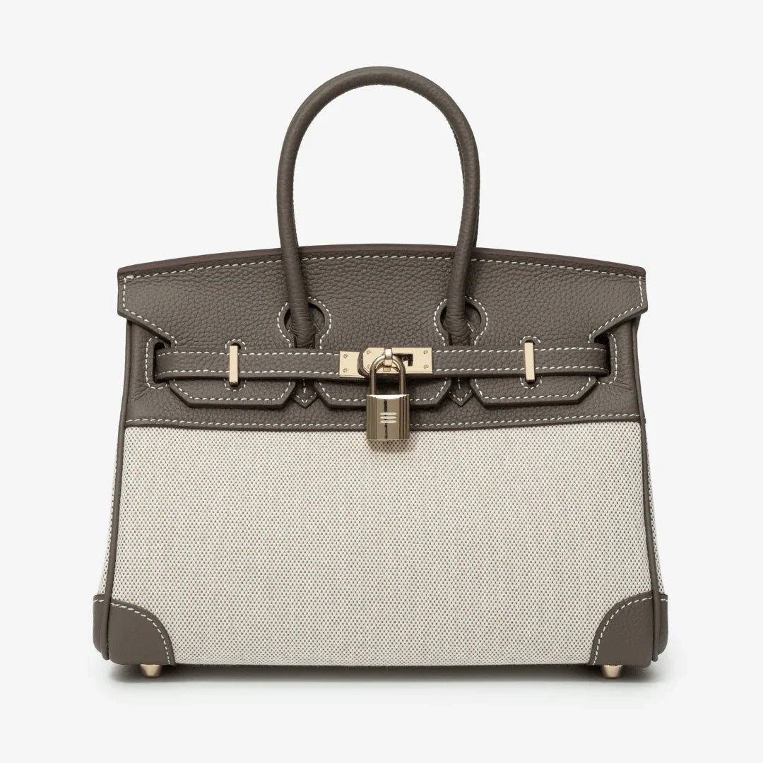Handtas met canvas en leren details in verschillende kleuren 5