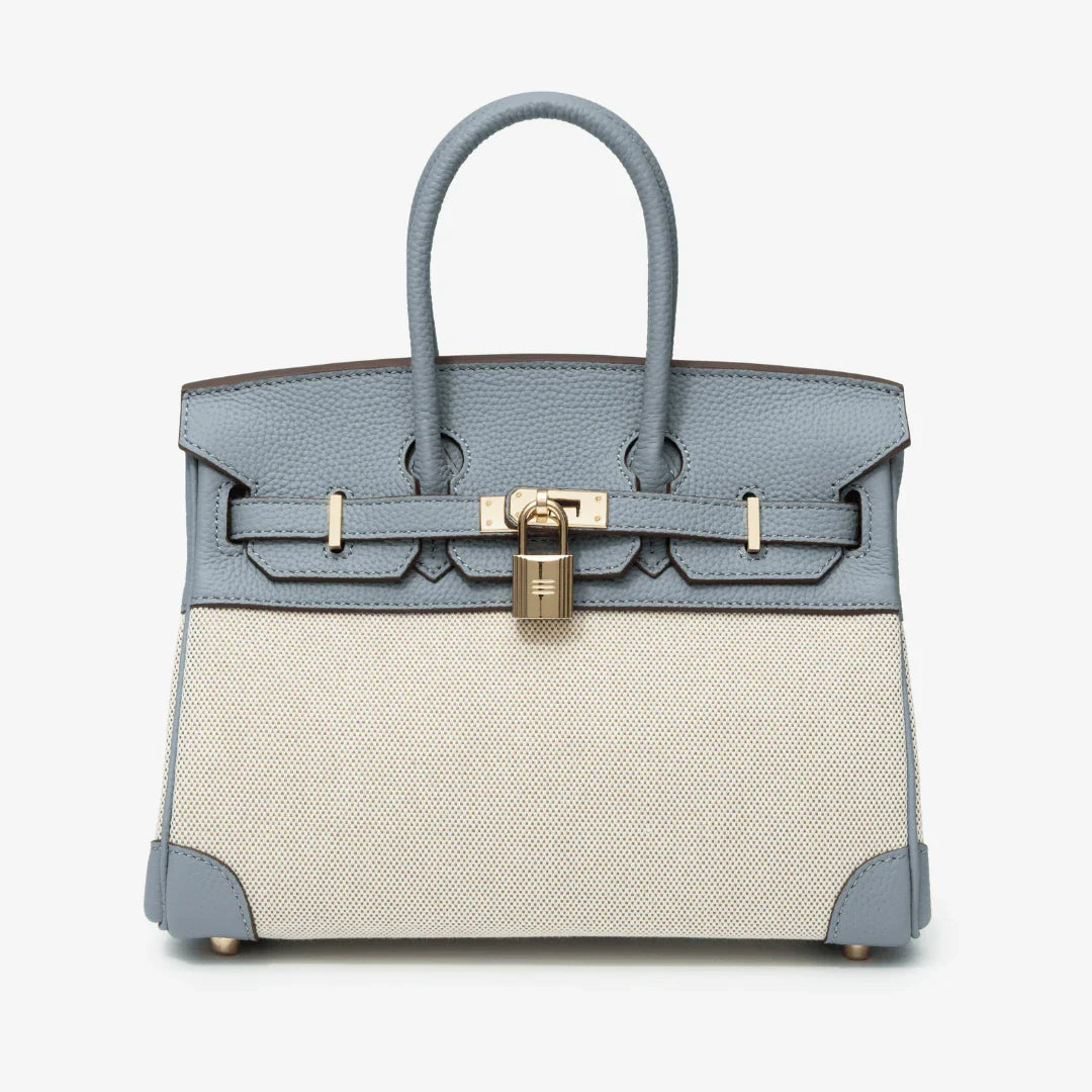 Handtas met canvas en leren details in verschillende kleuren 6