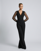 Ellen jumpsuit met pailletten en mesh mouwen voor speciale gelegenheden. 2
