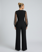 Ellen jumpsuit met pailletten en mesh mouwen voor speciale gelegenheden. 3
